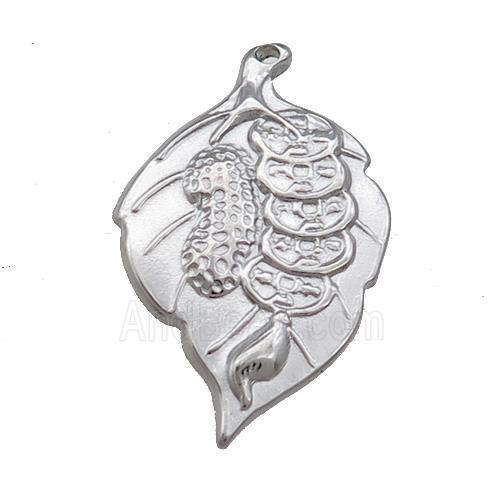 Raw Stainless Steel Leaf Charms Pendant Peanut