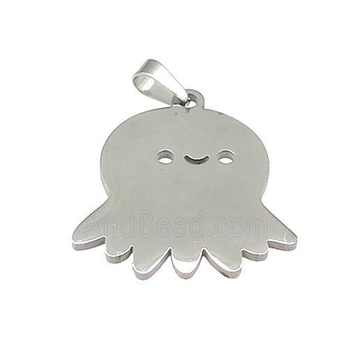 Raw Stainless Steel Halloween Ghost Charms Pendant