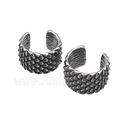 Stainless Steel Clip Earrings Antique Silver