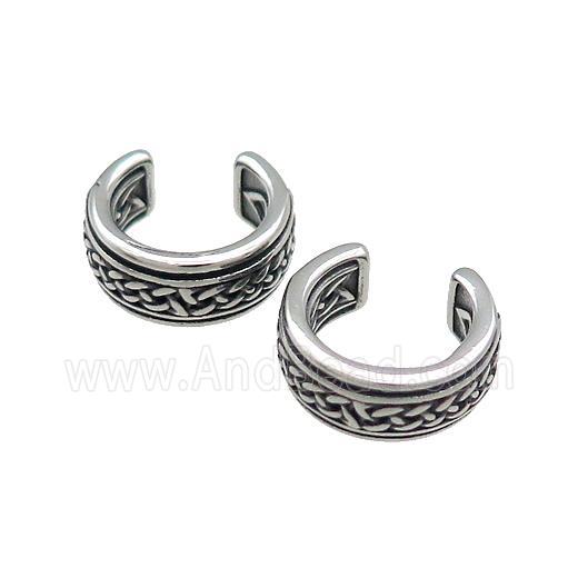 Stainless Steel Clip Earrings Antique Silver