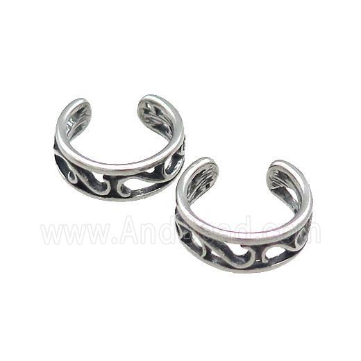 Stainless Steel Clip Earrings Antique Silver