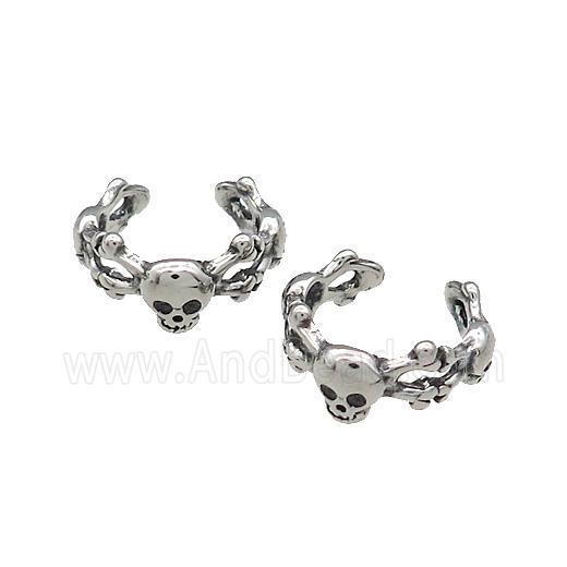 Stainless Steel Clip Earrings Antique Silver