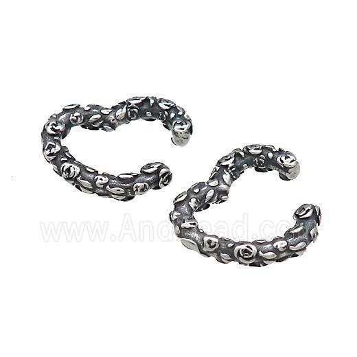 Stainless Steel Clip Earrings Antique Silver