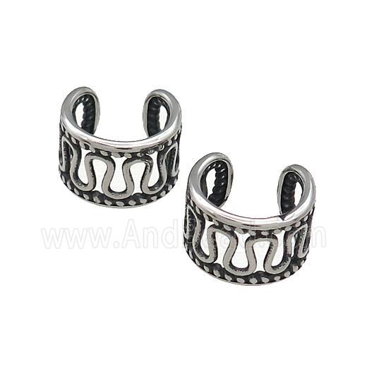 Stainless Steel Clip Earrings Antique Silver