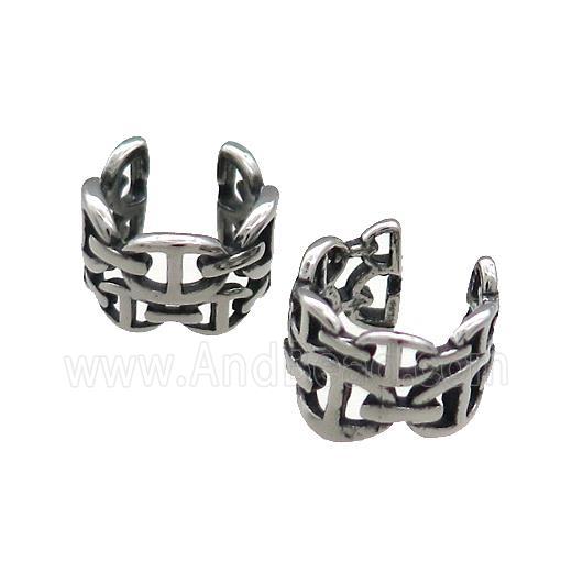 Stainless Steel Clip Earrings Antique Silver