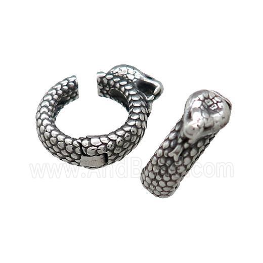 Stainless Steel Clip Earrings Snake Antique Silver