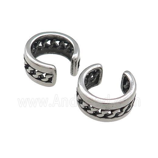Stainless Steel Clip Earrings Antique Silver