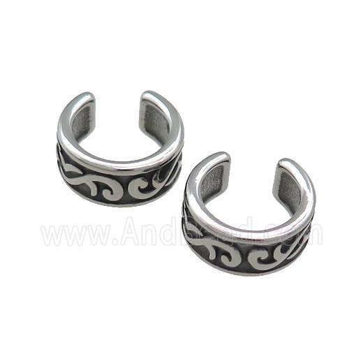 Stainless Steel Clip Earrings Antique Silver