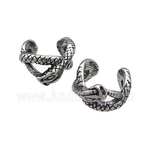Stainless Steel Clip Earrings Antique Silver