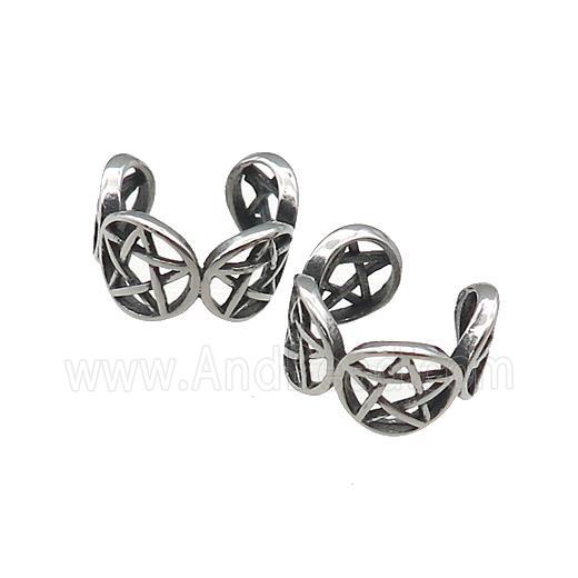Stainless Steel Clip Earrings Antique Silver