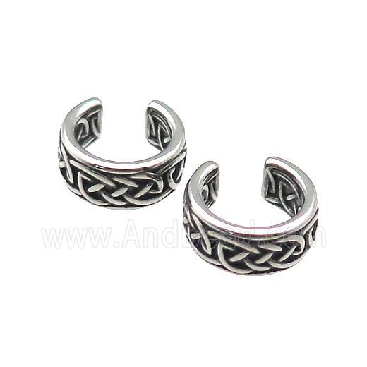 Stainless Steel Clip Earrings Antique Silver