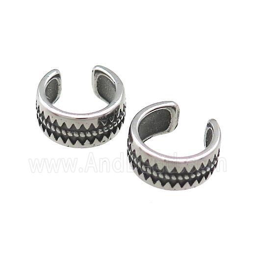 Stainless Steel Clip Earrings Antique Silver