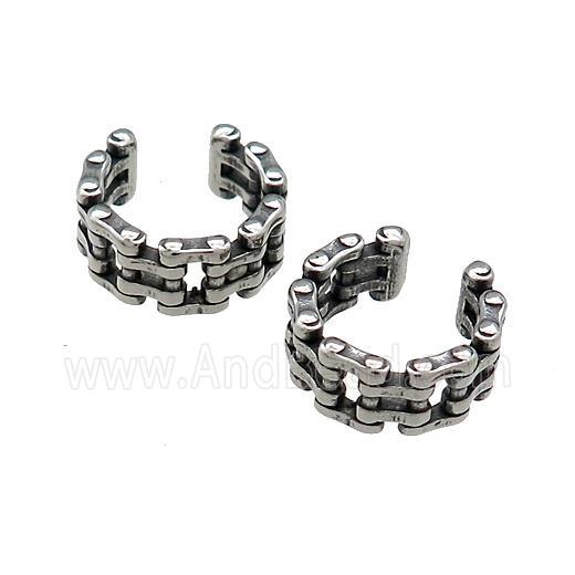 Stainless Steel Clip Earrings Antique Silver