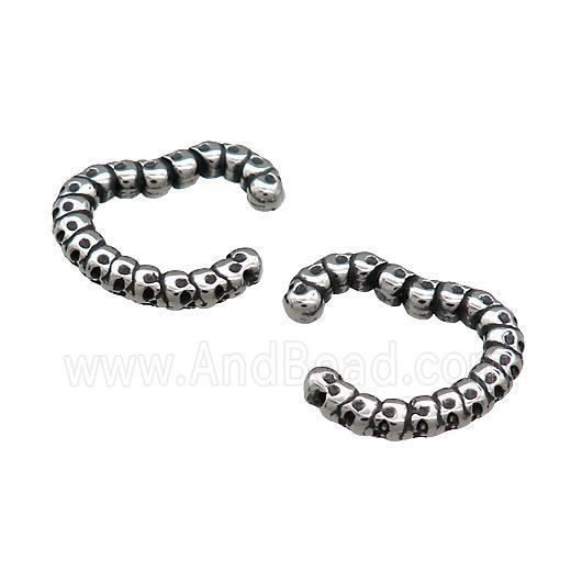 Stainless Steel Clip Earrings Antique Silver