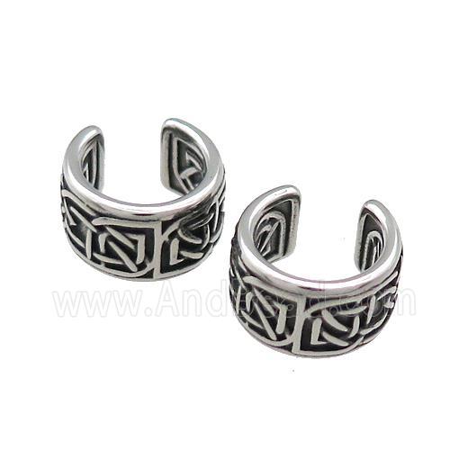 Stainless Steel Clip Earrings Antique Silver