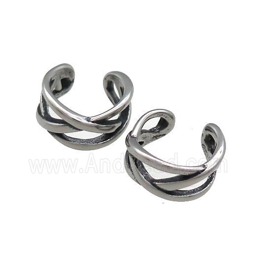 Stainless Steel Clip Earrings Antique Silver