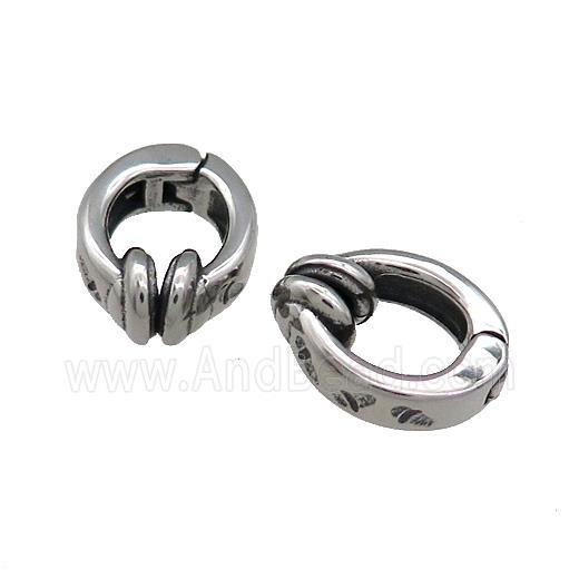 Stainless Steel Clip Earrings Antique Silver