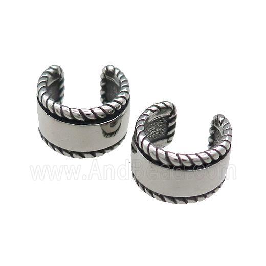 Stainless Steel Clip Earrings Antique Silver