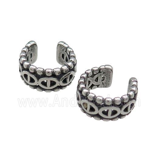 Stainless Steel Clip Earrings Antique Silver