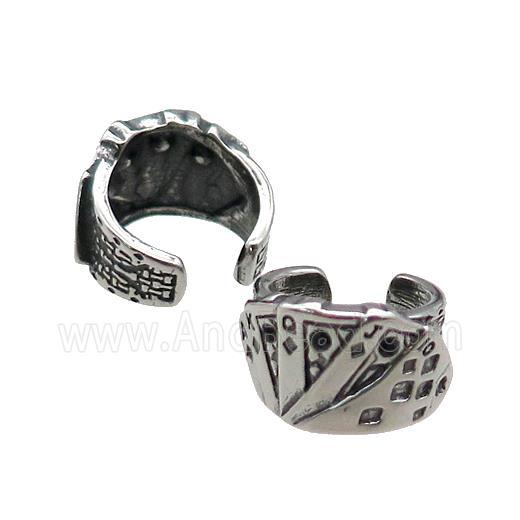 Stainless Steel Clip Earrings Poker Antique Silver