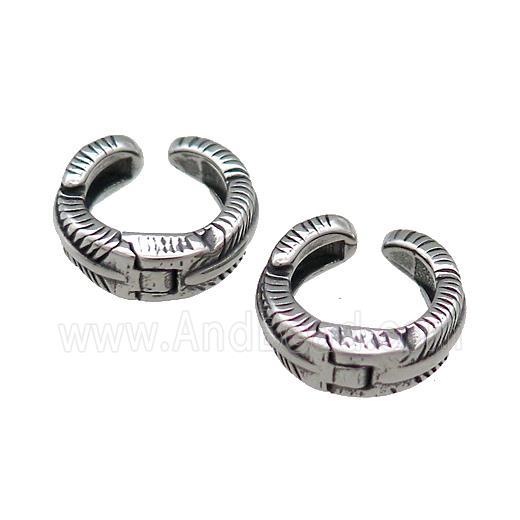 Stainless Steel Clip Earrings Antique Silver