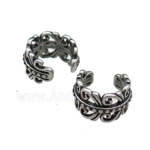 Stainless Steel Clip Earrings Antique Silver