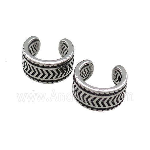 Stainless Steel Clip Earrings Antique Silver