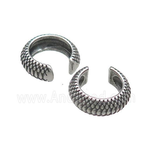 Stainless Steel Clip Earrings Antique Silver