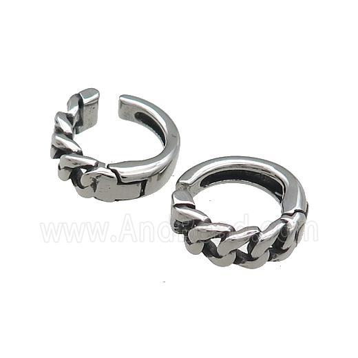 Stainless Steel Clip Earrings Antique Silver