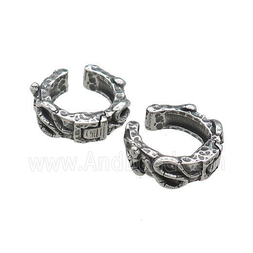 Stainless Steel Clip Earrings Antique Silver