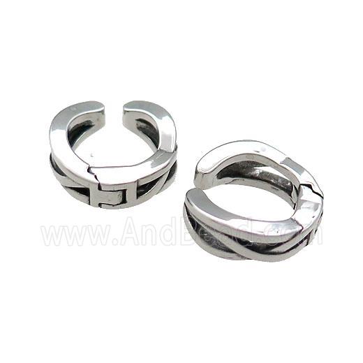 Stainless Steel Clip Earrings Antique Silver