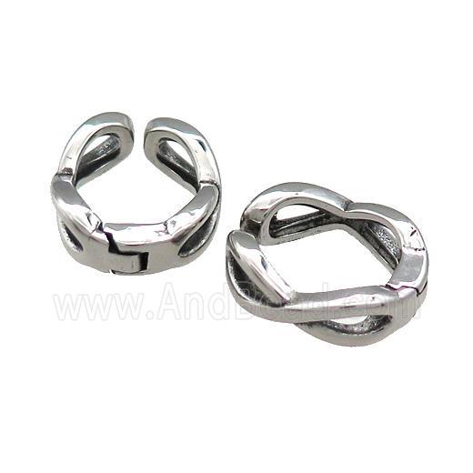 Stainless Steel Clip Earrings Antique Silver