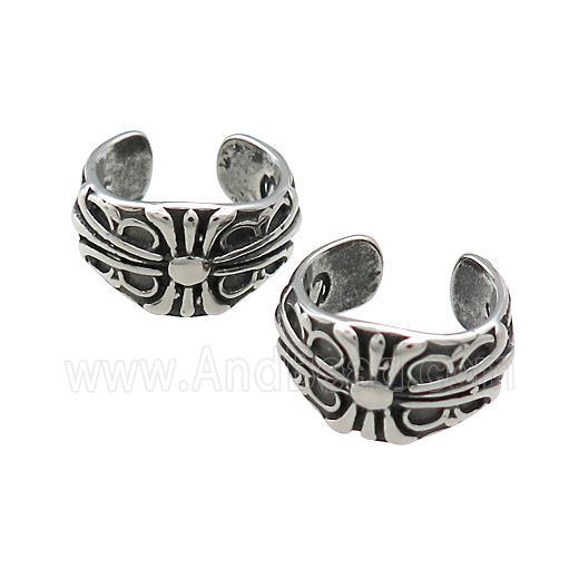 Stainless Steel Clip Earrings Antique Silver