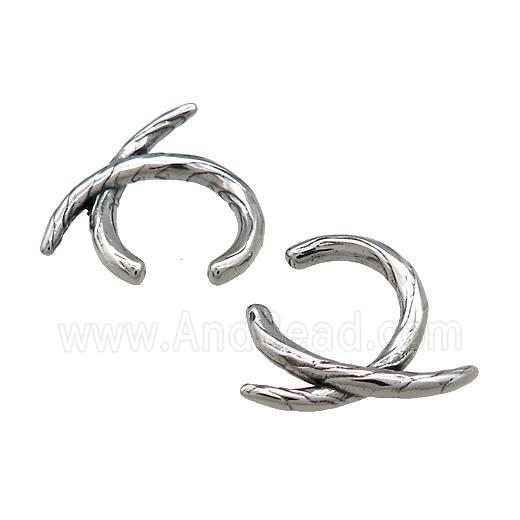 Stainless Steel Clip Earrings Antique Silver