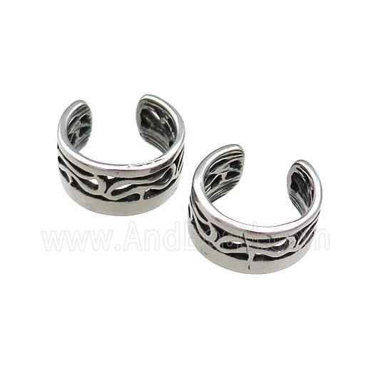 Stainless Steel Clip Earrings Antique Silver