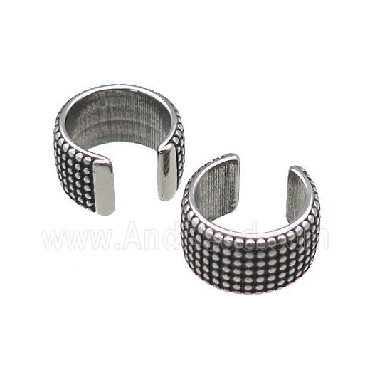 Stainless Steel Clip Earrings Antique Silver