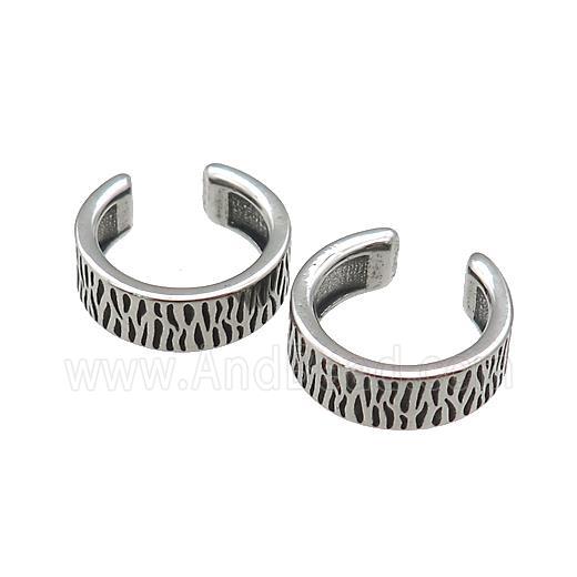 Stainless Steel Clip Earrings Antique Silver