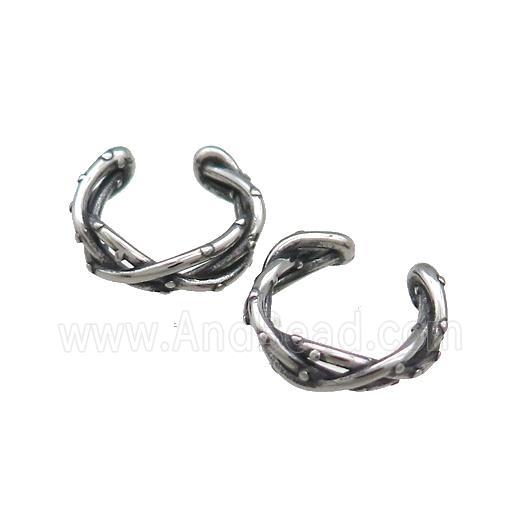 Stainless Steel Clip Earrings Antique Silver