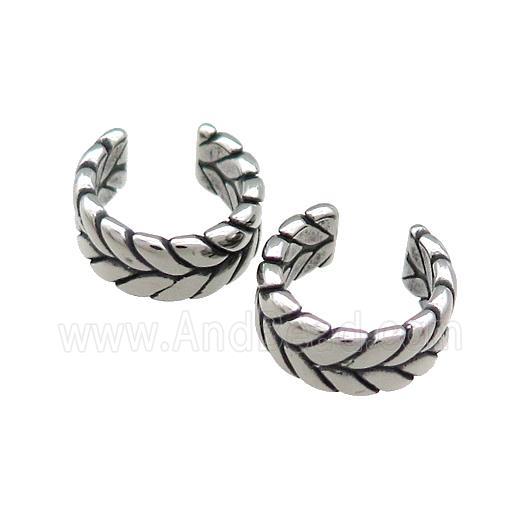 Stainless Steel Clip Earrings Antique Silver