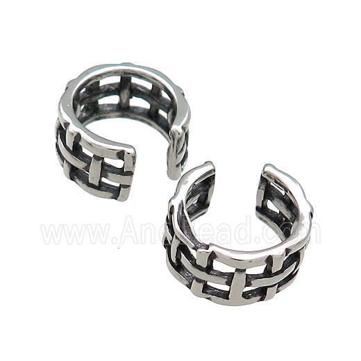 Stainless Steel Clip Earrings Antique Silver