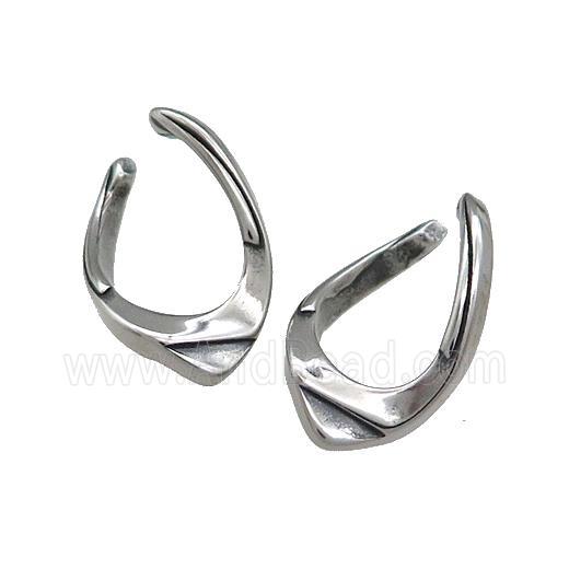 Stainless Steel Clip Earrings Antique Silver