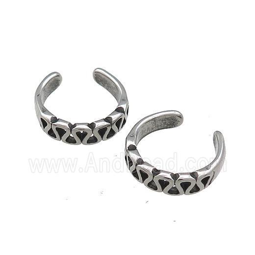 Stainless Steel Clip Earrings Antique Silver