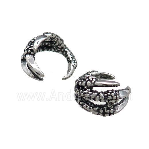 Stainless Steel Clip Earrings Claw Antique Silver