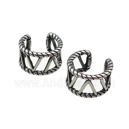 Stainless Steel Clip Earrings Antique Silver