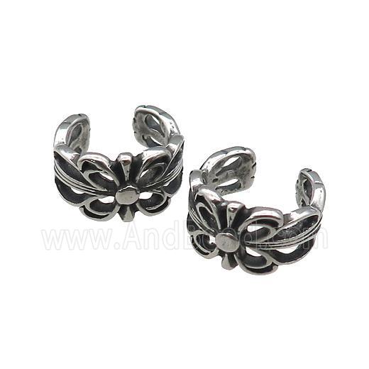 Stainless Steel Clip Earrings Antique Silver