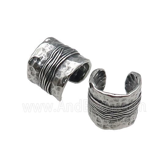 Stainless Steel Clip Earrings Cuff Antique Silver