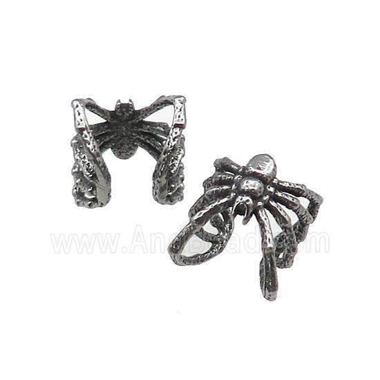 Stainless Steel Clip Earrings Spider Antique Silver