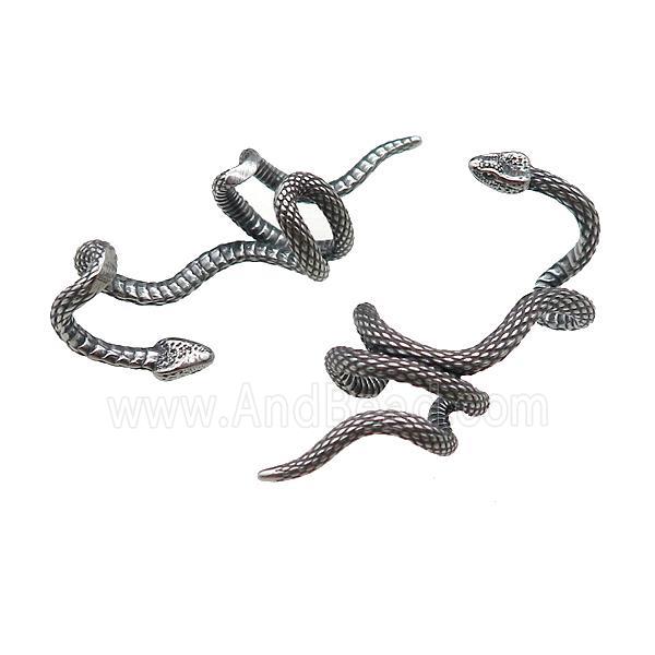 Stainless Steel Clip Earrings Snake Antique Silver