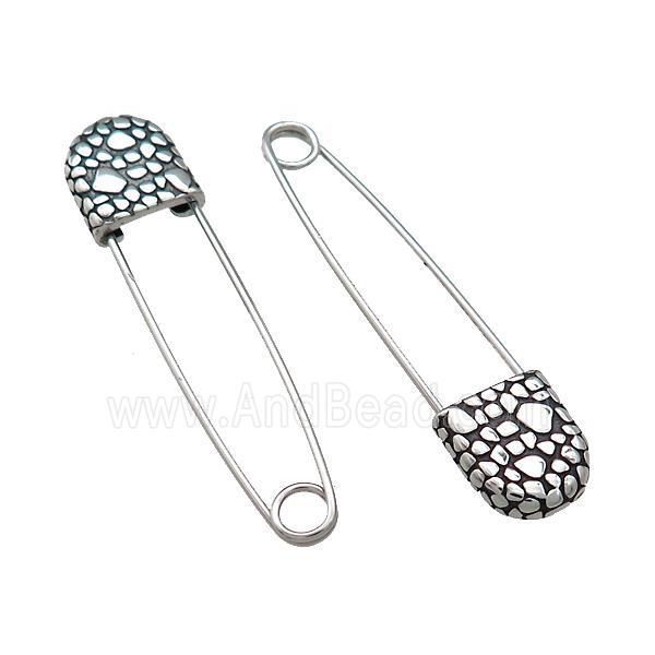 Stainless Steel Safety Pins Antique Silver