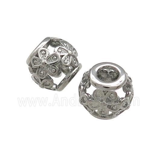 Raw Titanium Steel Round Beads Large Hole Hollow